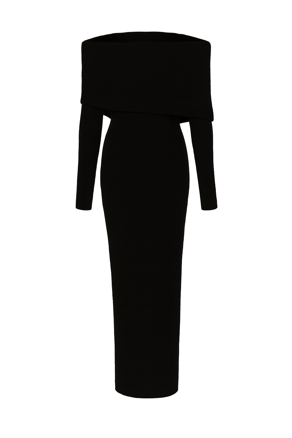 Off Shoulder Knit Dress - Black - back
