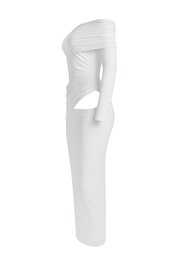 Off Shoulder Maxi Dress - White - side