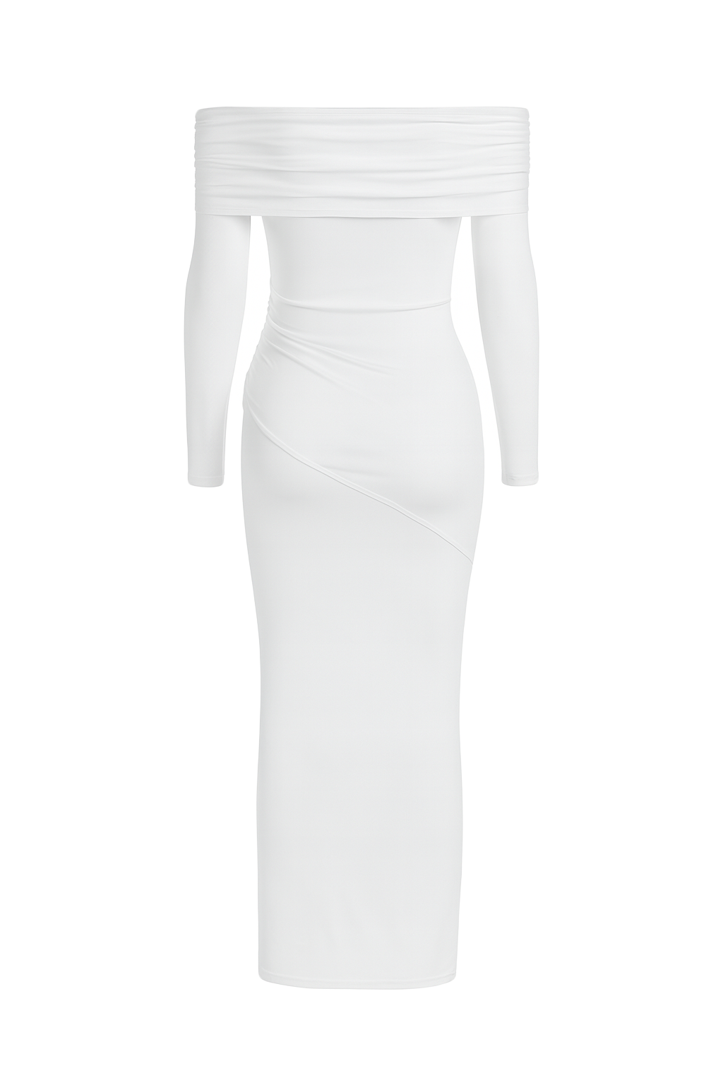 Off Shoulder Maxi Dress - White - back