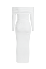 Off Shoulder Maxi Dress - White - back