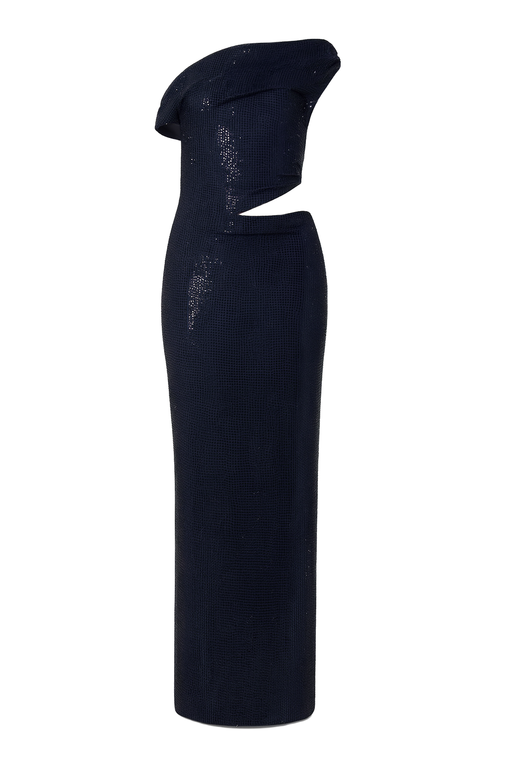 Sequin Asymmetric Cutout Maxi Dress - Navy - front