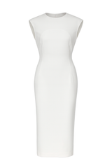 Structured Sleeveless Midi Dress - White