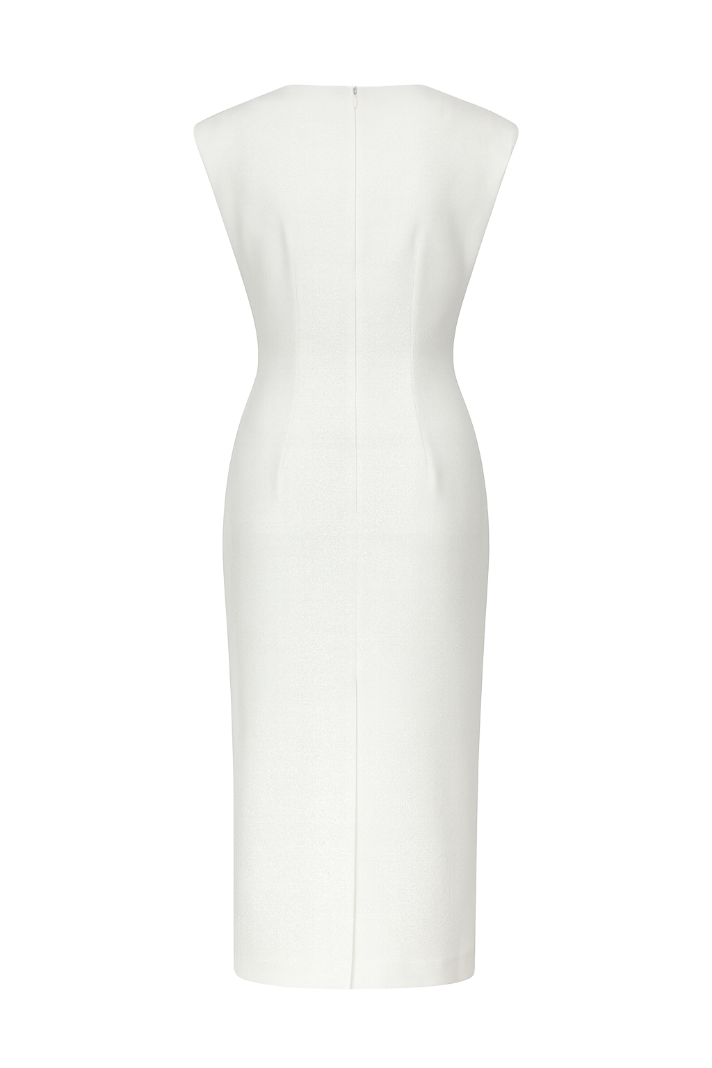 Structured Sleeveless Midi Dress - White - back