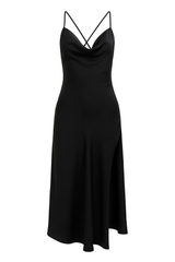 Backless Slip Midi Dress - Black