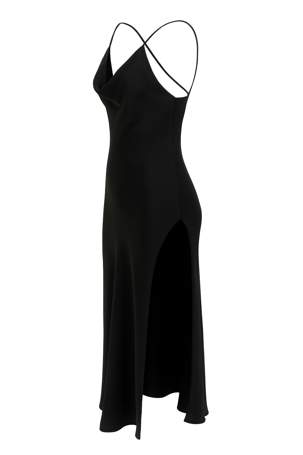 Backless Slip Midi Dress - Black - side