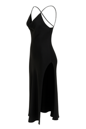 Backless Slip Midi Dress - Black - side