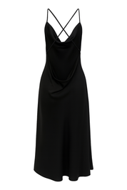Backless Slip Midi Dress - Black - back