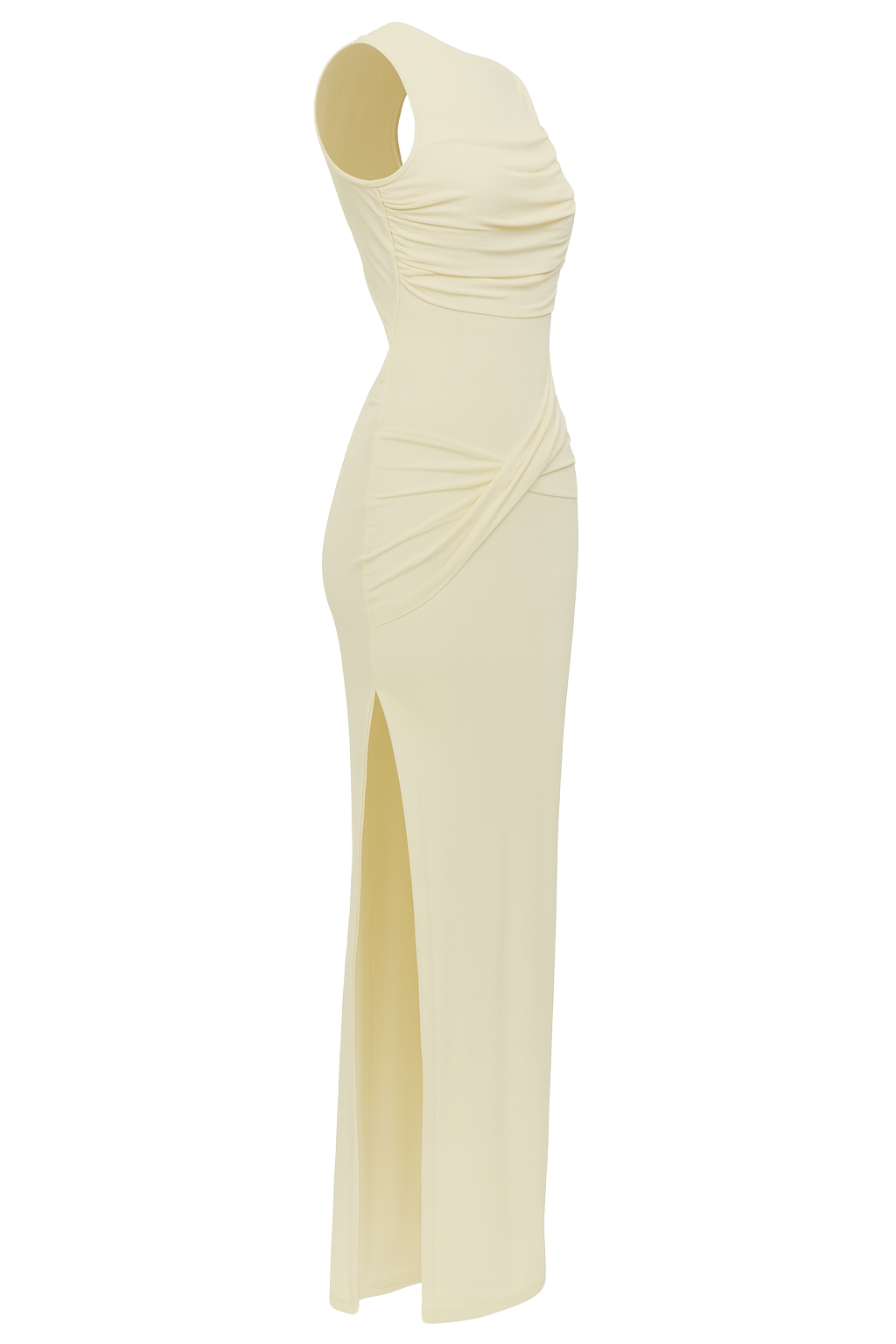 Draped Slit Maxi Dress - Cream - side