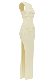 Draped Slit Maxi Dress - Cream - side