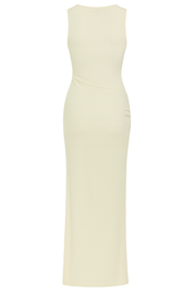 Draped Slit Maxi Dress - Cream - back
