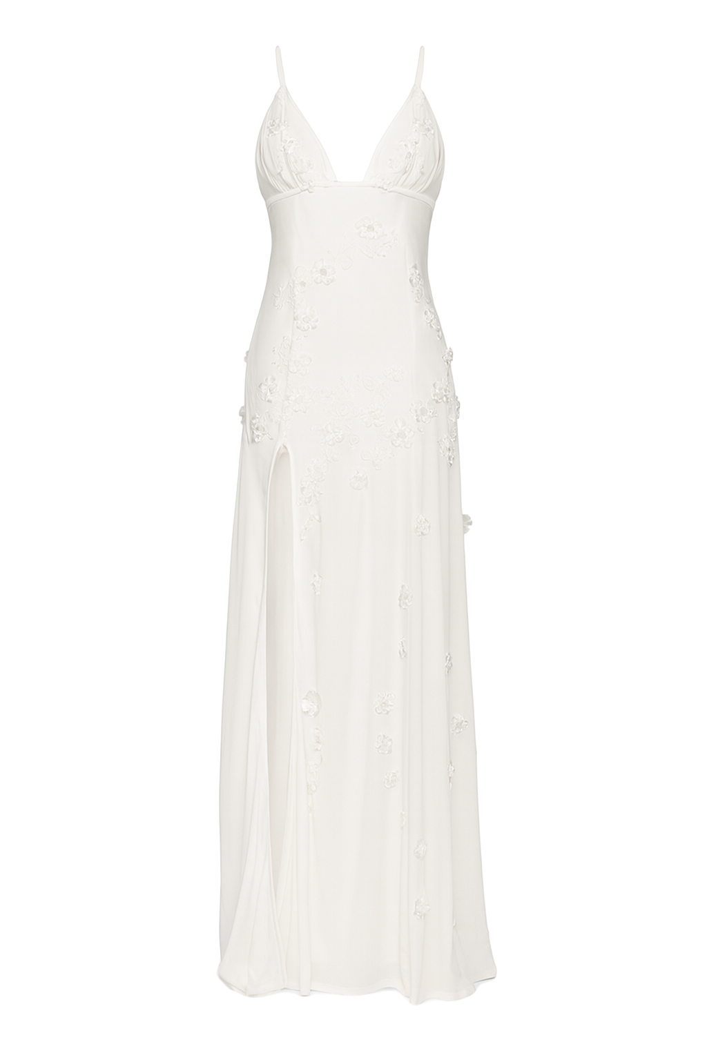 Floral Lace Maxi Dress - White - front