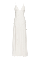 Floral Lace Maxi Dress - White