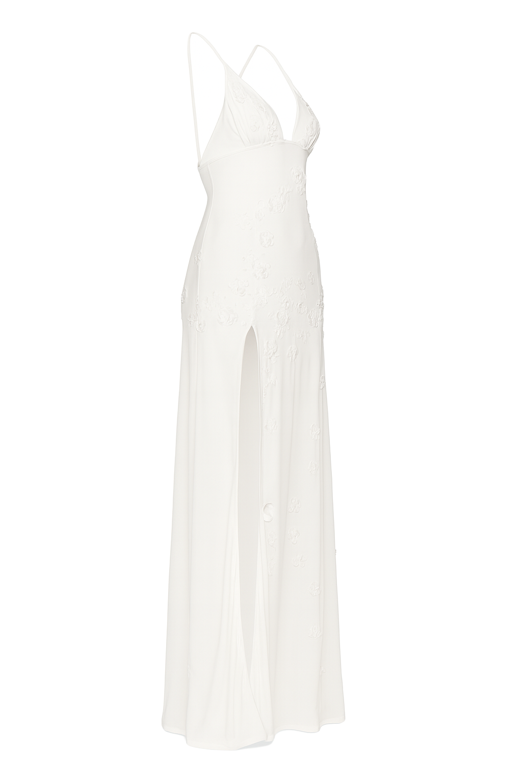 Floral Lace Maxi Dress - White - side