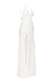 Floral Lace Maxi Dress - White - side