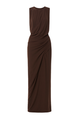 Asymmetrical Cutout Maxi Dress - Dark Brown