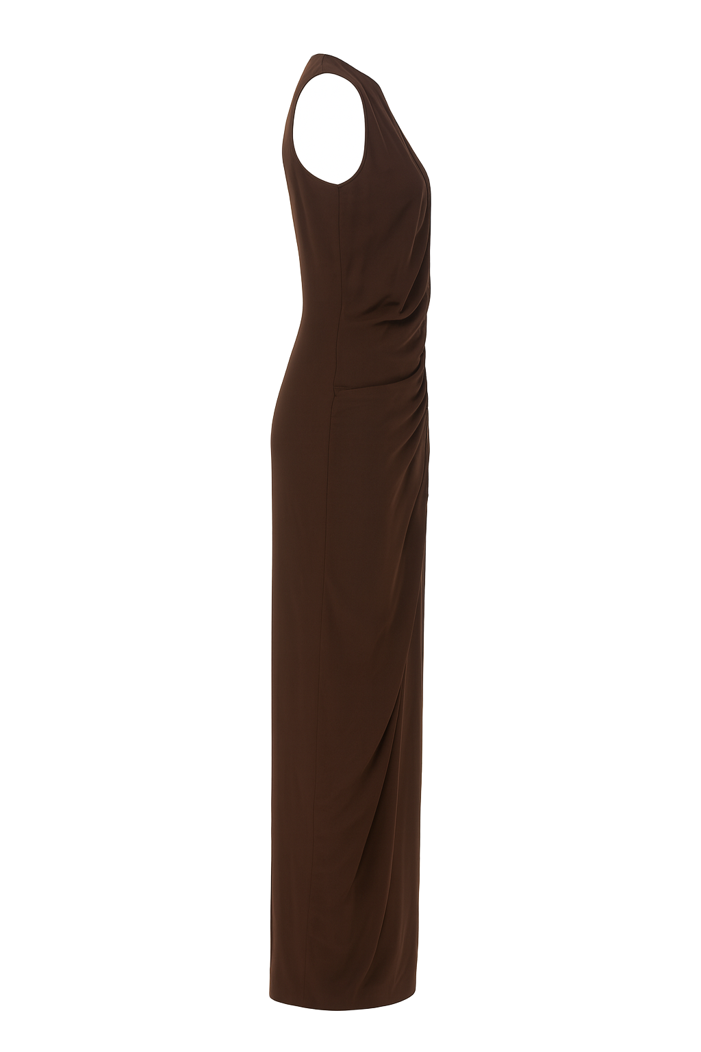 Asymmetrical Cutout Maxi Dress - Dark Brown - side