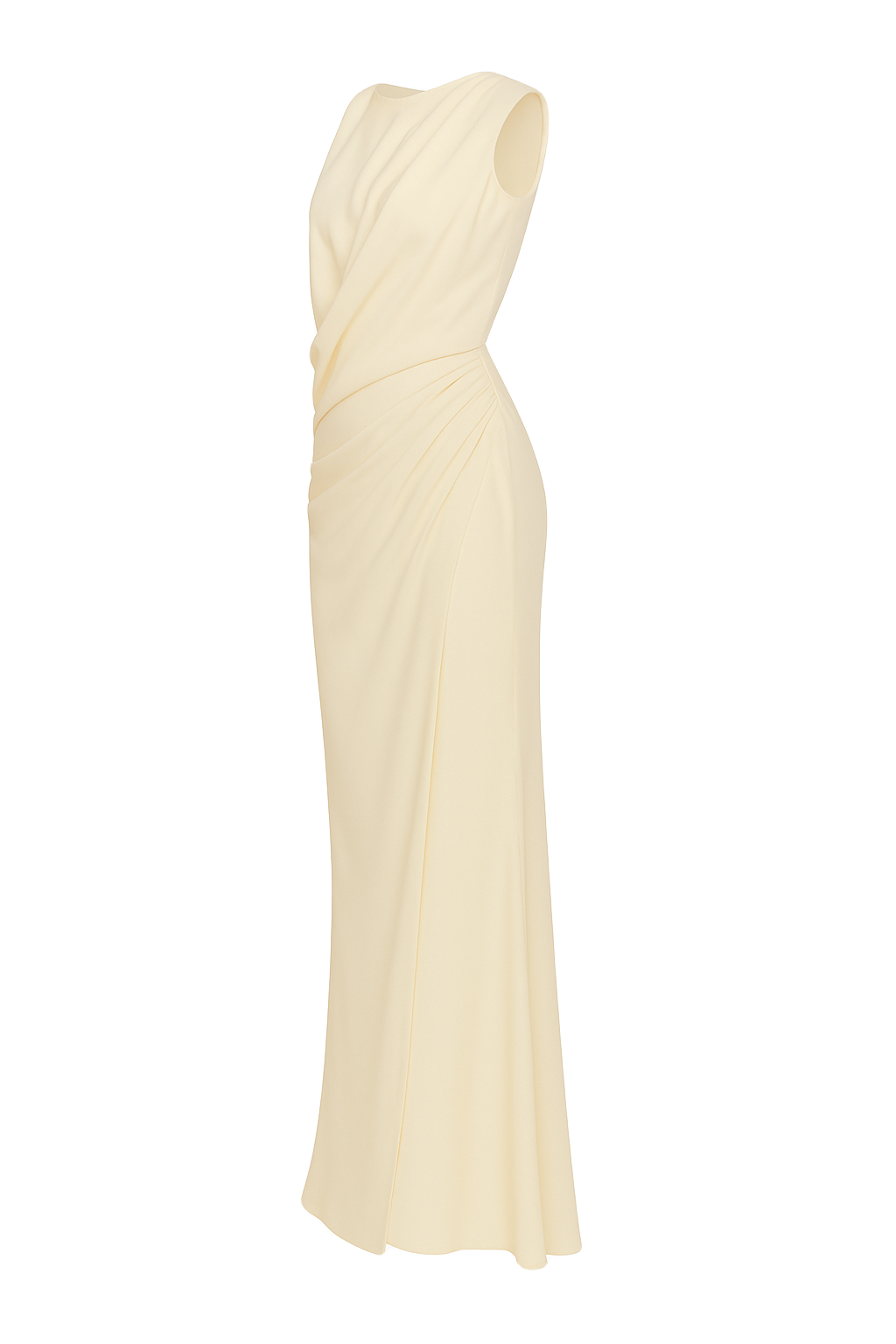 Asymmetrical Cutout Maxi Dress - Ivory - side