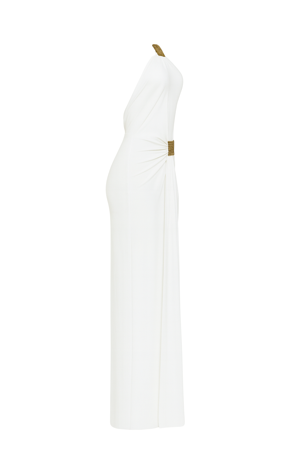 Gathered Halter Maxi Dress - White - side
