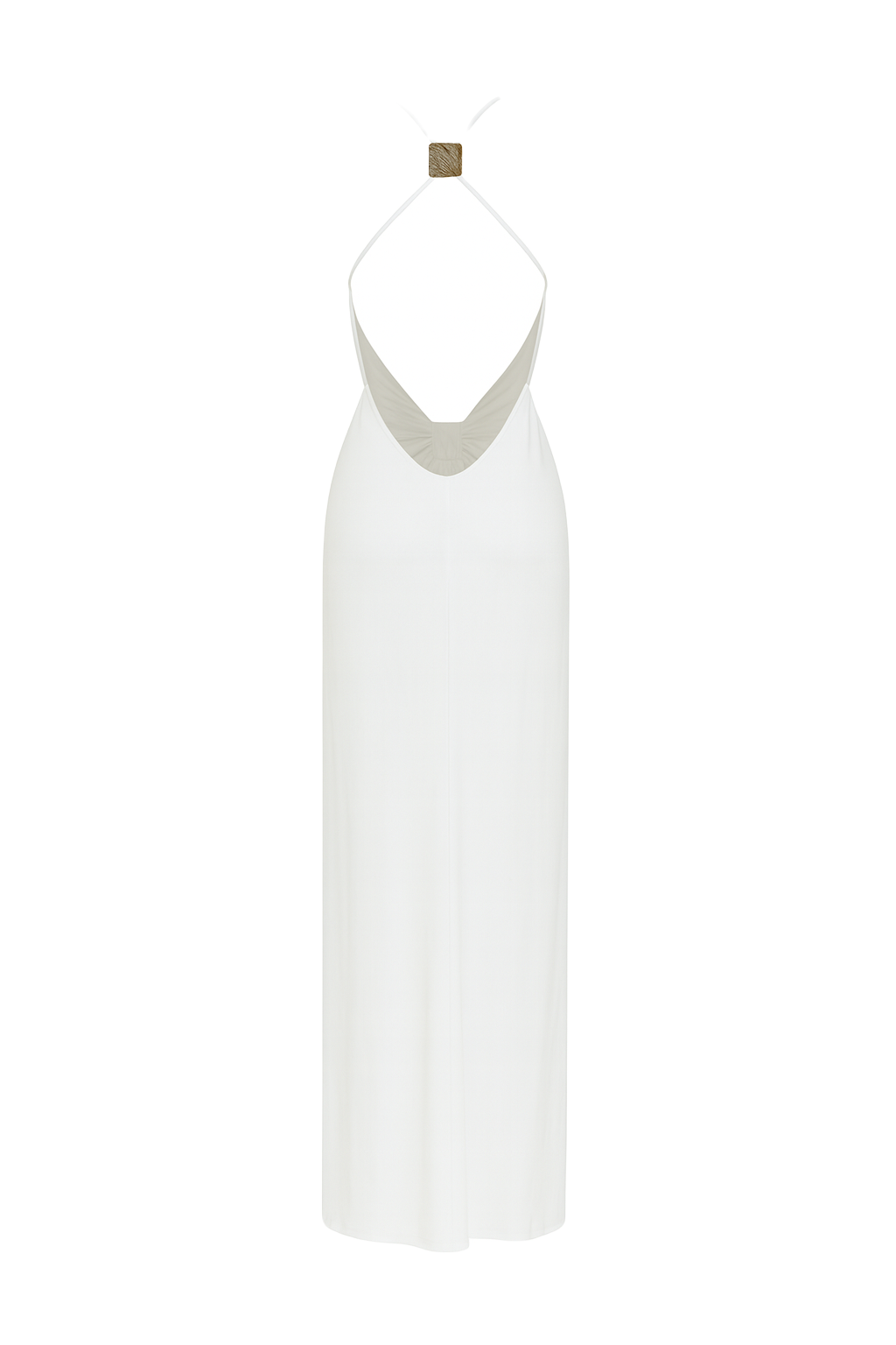 Gathered Halter Maxi Dress - White - back