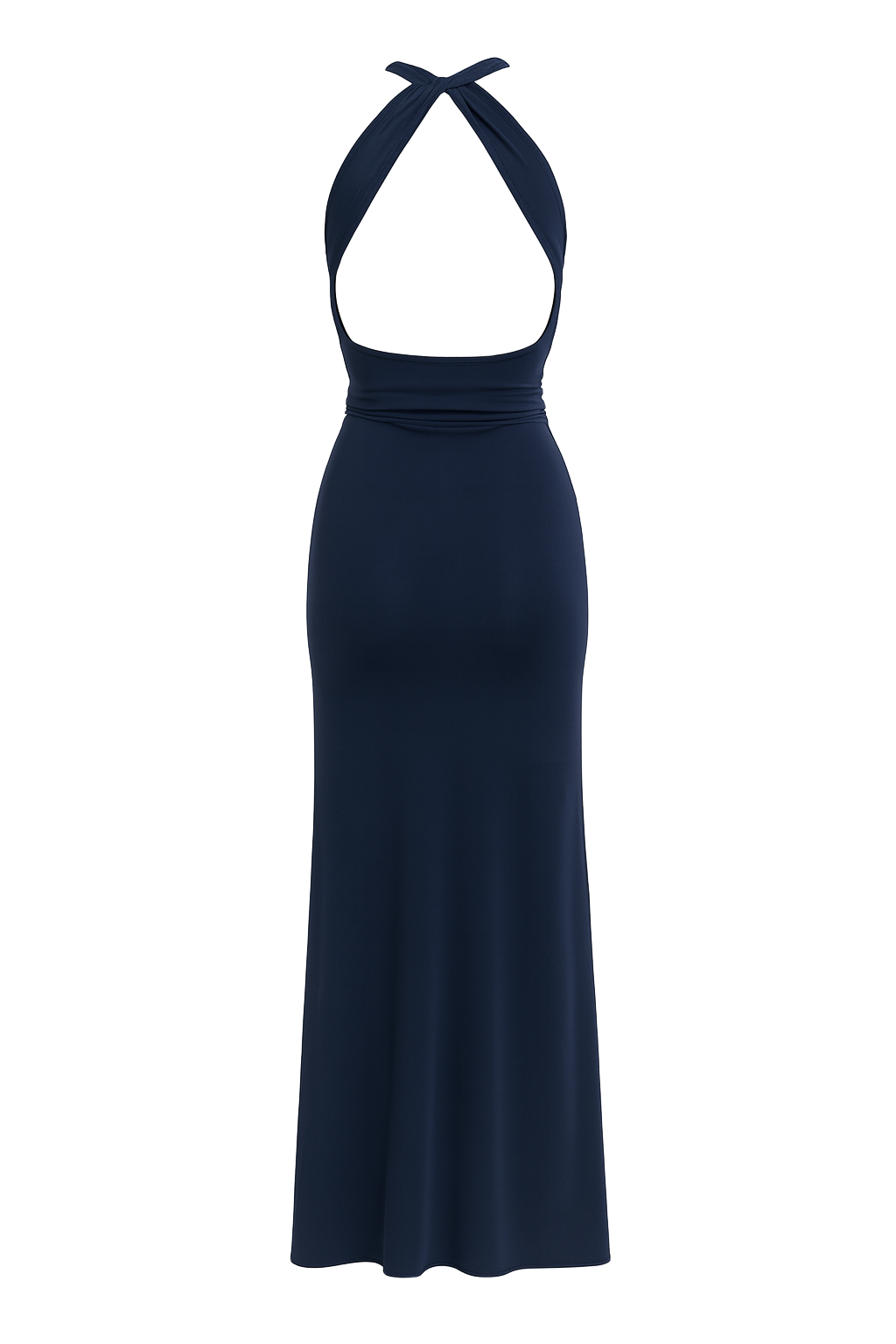 Twist Halter Maxi Dress - Navy Blue - back