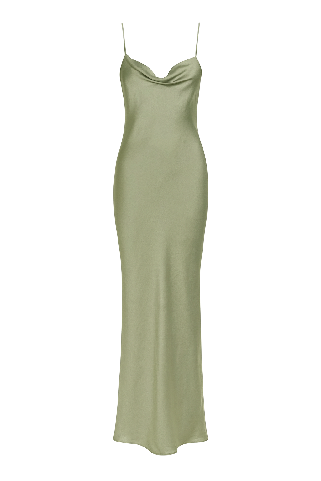 Silky Cowl Maxi Dress - Sage - front