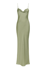 Silky Cowl Maxi Dress - Sage