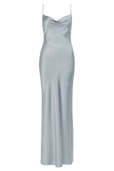 Silky Cowl Maxi Dress - Silver