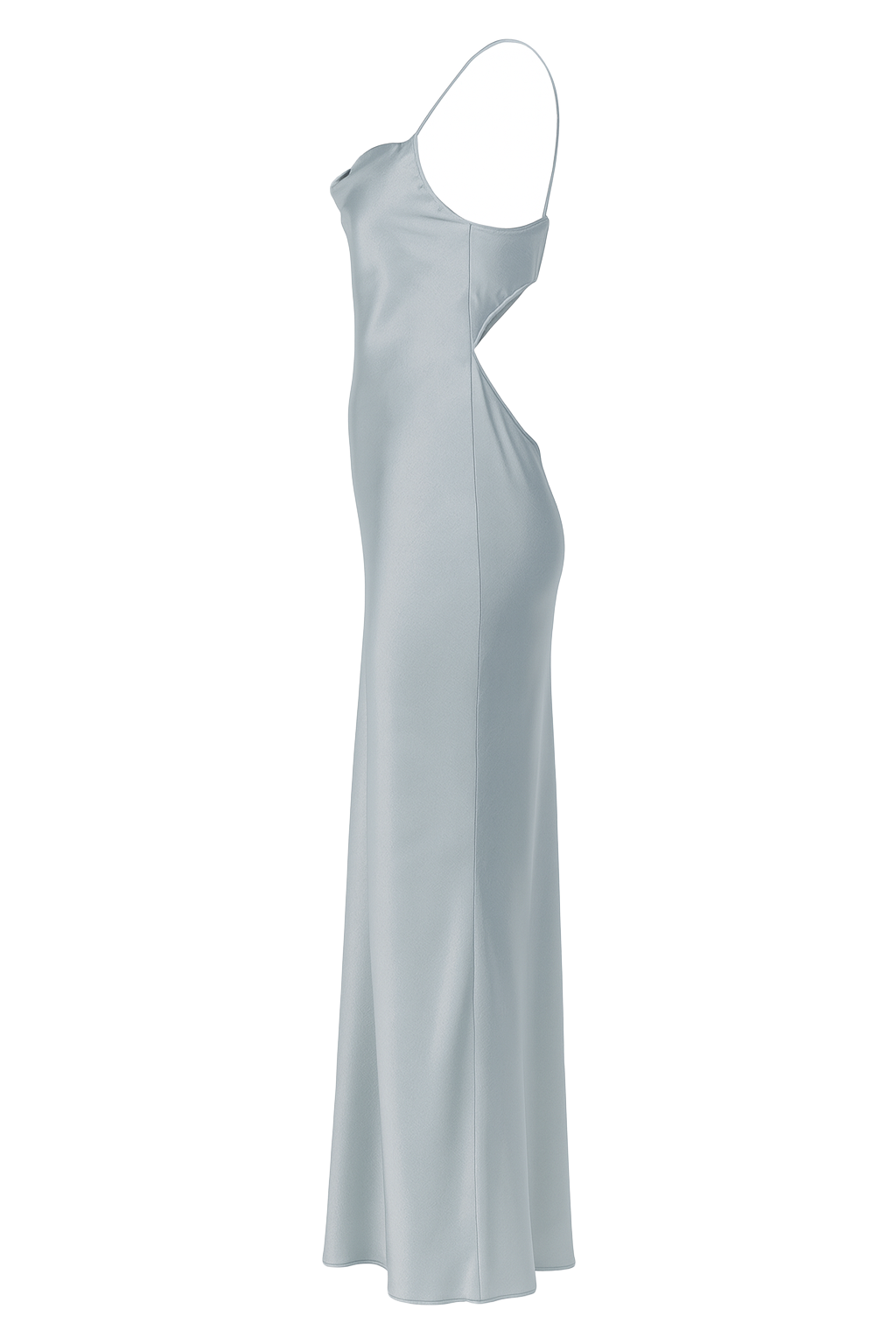 Silky Cowl Maxi Dress - Silver - side