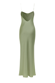 Silky Cowl Maxi Dress - Sage - back
