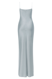 Silky Cowl Maxi Dress - Silver - back