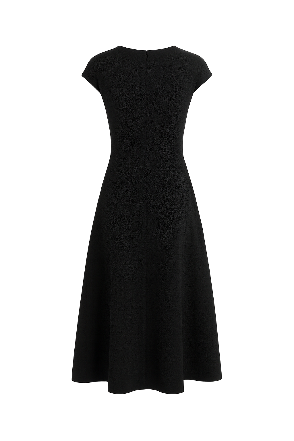 Cap Sleeve Fit Flare Midi Dress - Black - back