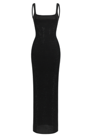 Rhinestone Cami Maxi Dress - Black - front