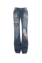Studded Distressed Baggy Jeans - front