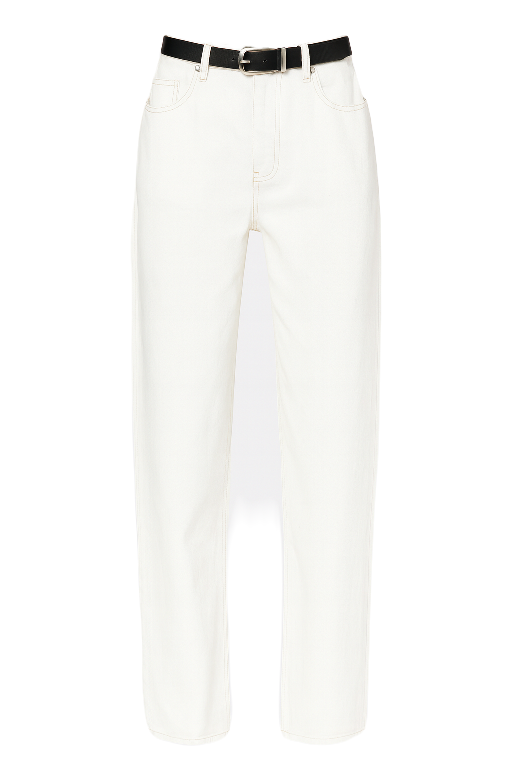 Relaxed High Waist Jeans - White - front