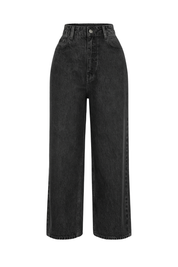 Relaxed High Waist Jeans - Black Wash - front