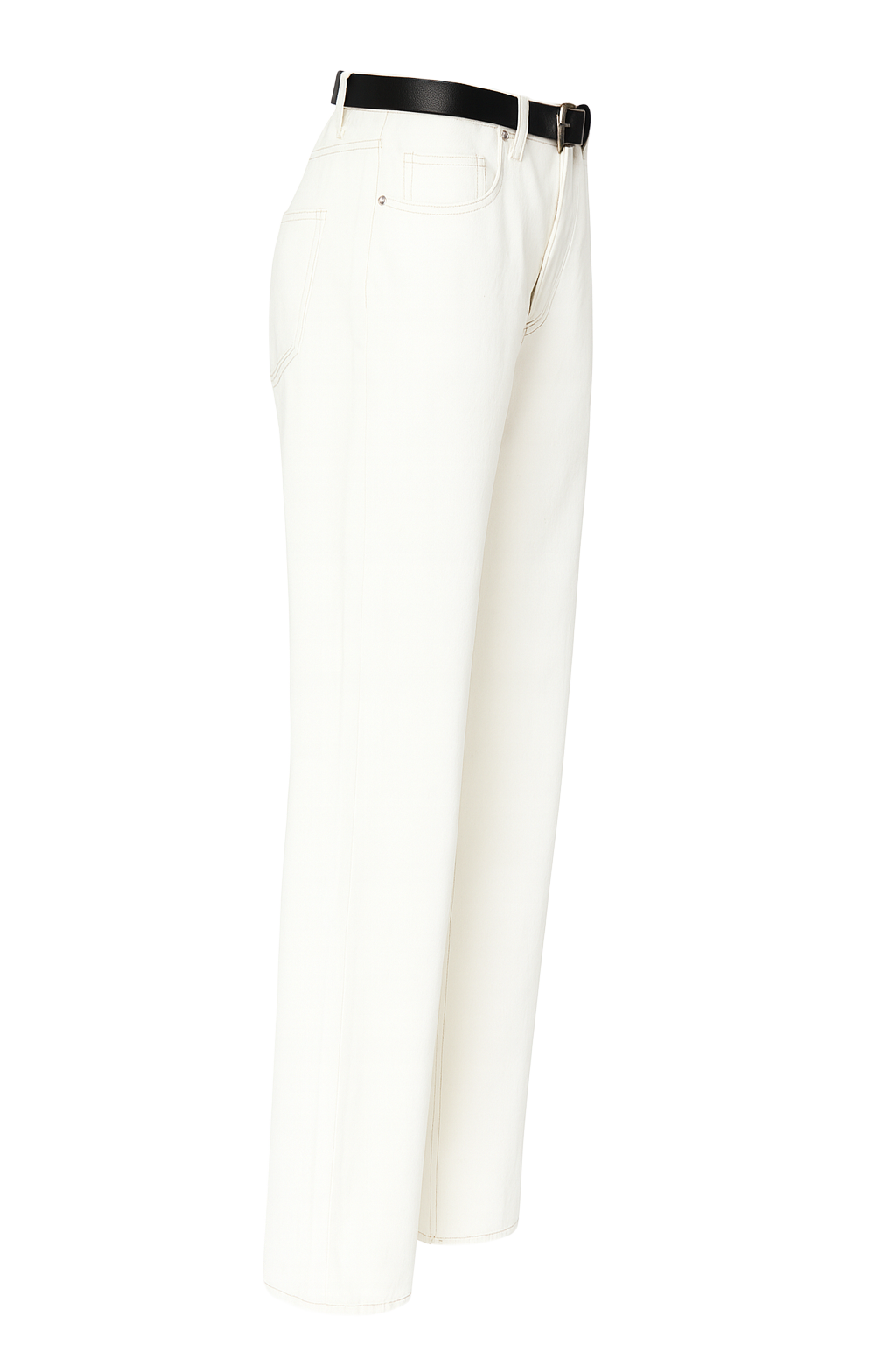 Relaxed High Waist Jeans - White - side