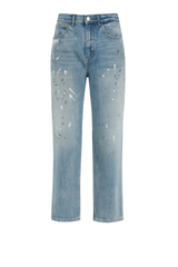 Paint Splatter Wide Jeans - Blue Print