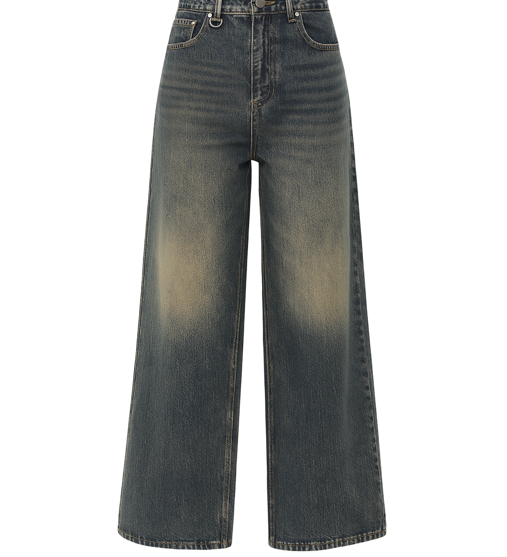 Faded Wide Leg Jeans - Vintage Blue - front