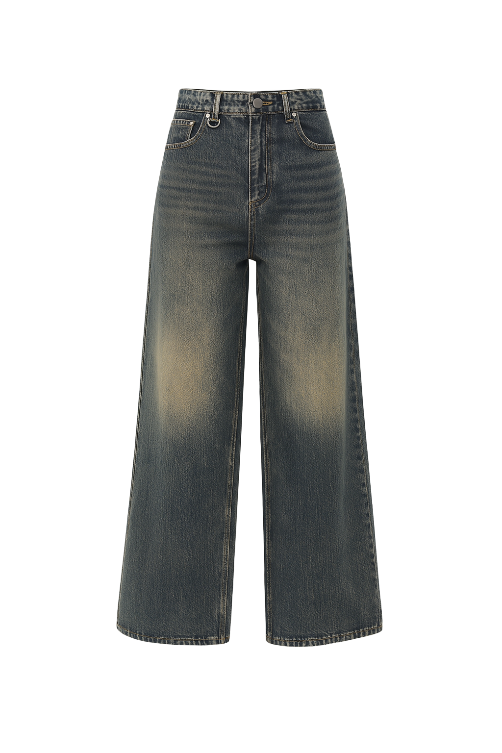 Faded Wide Leg Jeans - Vintage Blue - front