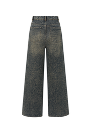 Faded Wide Leg Jeans - Vintage Blue - back