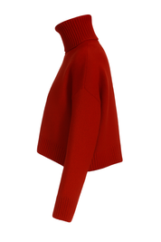 Ribbed Turtleneck Sweater - Red - side