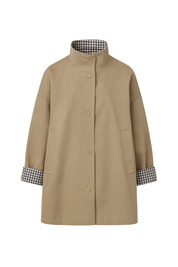 Contrast Cuff Oversized Jacket - Taupe - front