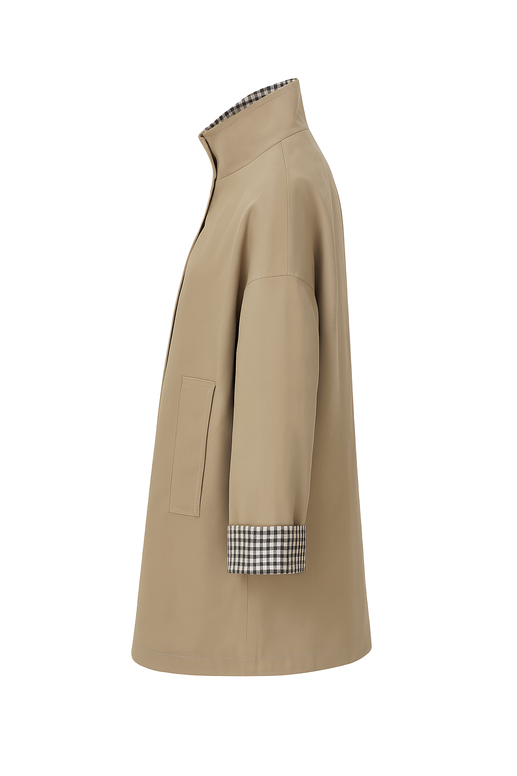 Contrast Cuff Oversized Jacket - Taupe - side