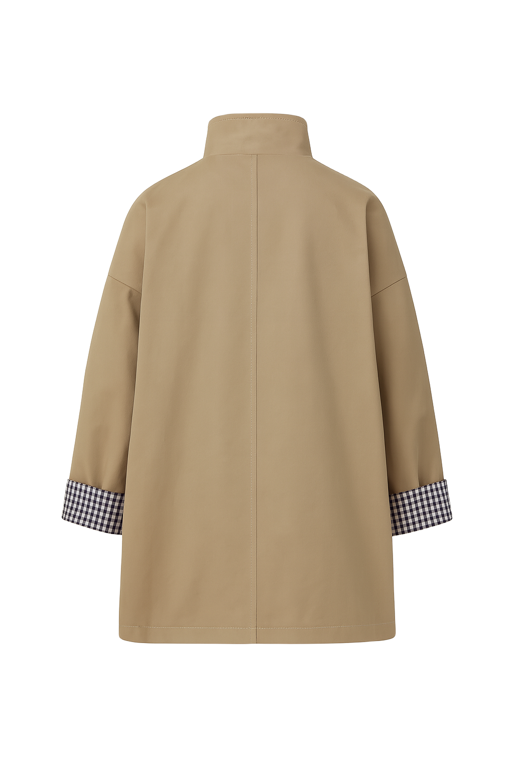 Contrast Cuff Oversized Jacket - Taupe - back