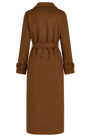 Belted Double Breasted Maxi Trench - Brown - back