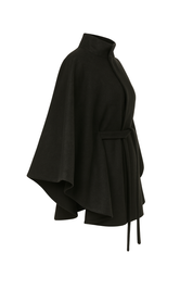 Belted Cape Sleeve Coat - Black - side
