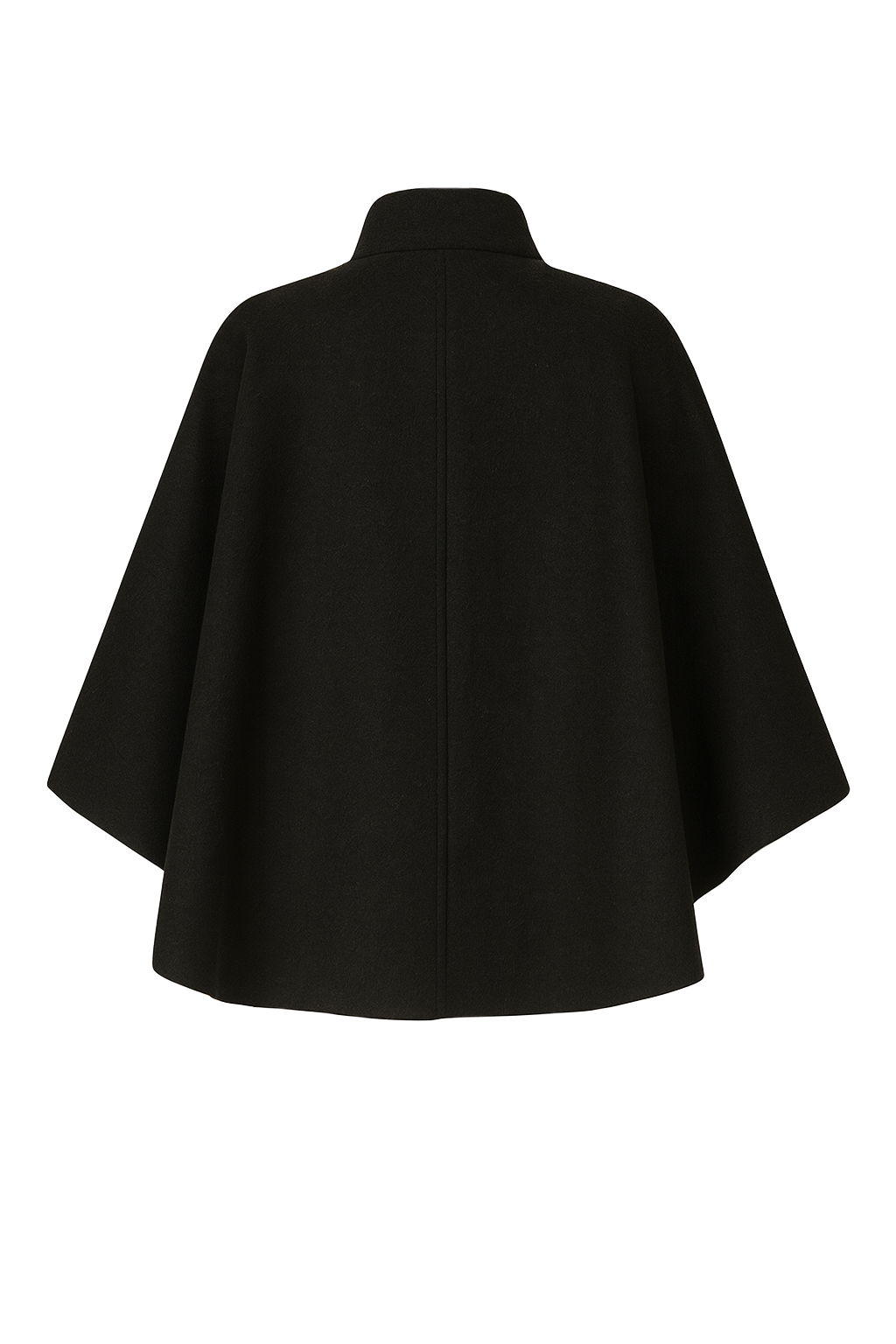 Belted Cape Sleeve Coat - Black - back