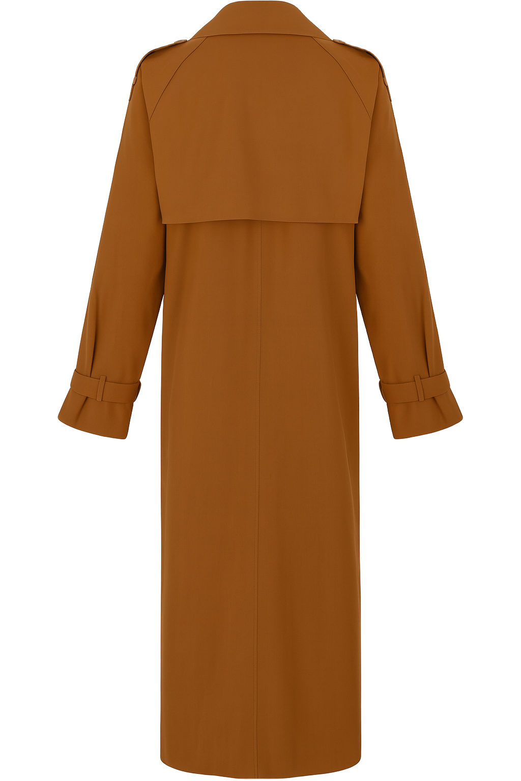 Double Breasted Longline Trench Coat - Rust Brown - back