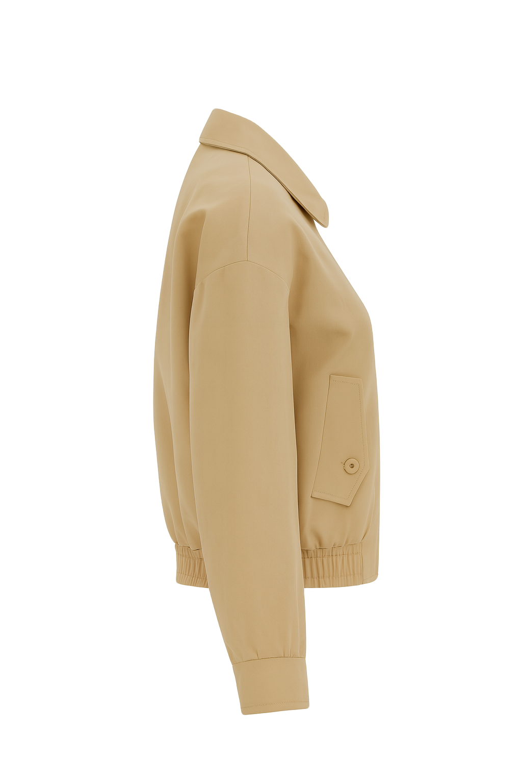 Zip Up Collared Bomber Jacket - Khaki - side