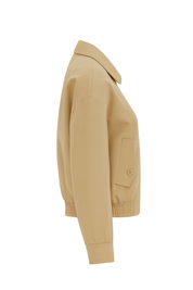 Zip Up Collared Bomber Jacket - Khaki - side